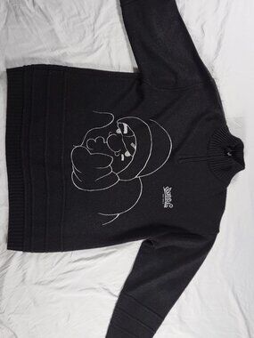 South Pole Sweater 2XL XXL Face Black 1/4 Zip Streetwear Y2K Logo